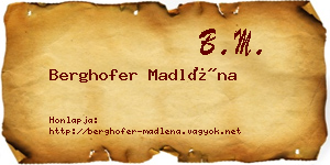 Berghofer Madléna névjegykártya